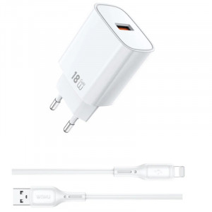 МЗП WIWU G006 Essen QC3.0 18W GaN (1USB-A) + кабель USB to Lightning