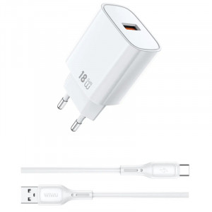 МЗП WIWU G006 Essen QC3.0 18W GaN (1USB-A) + кабель USB to Type-C
