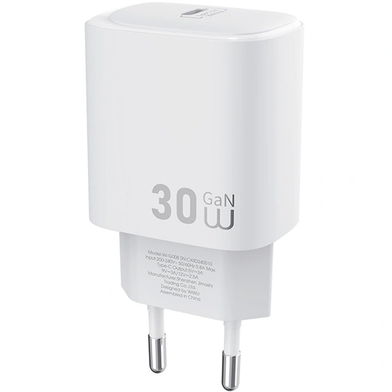 Купити МЗП WIWU G008 Essen PD30W GaN (1USB-C) (White) на vchehle.ua
