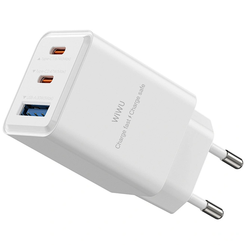 Фото МЗП WIWU G026 Cube PD67W+QC3.0 GaN (1USB-A/2C) (White) в маназині vchehle.ua