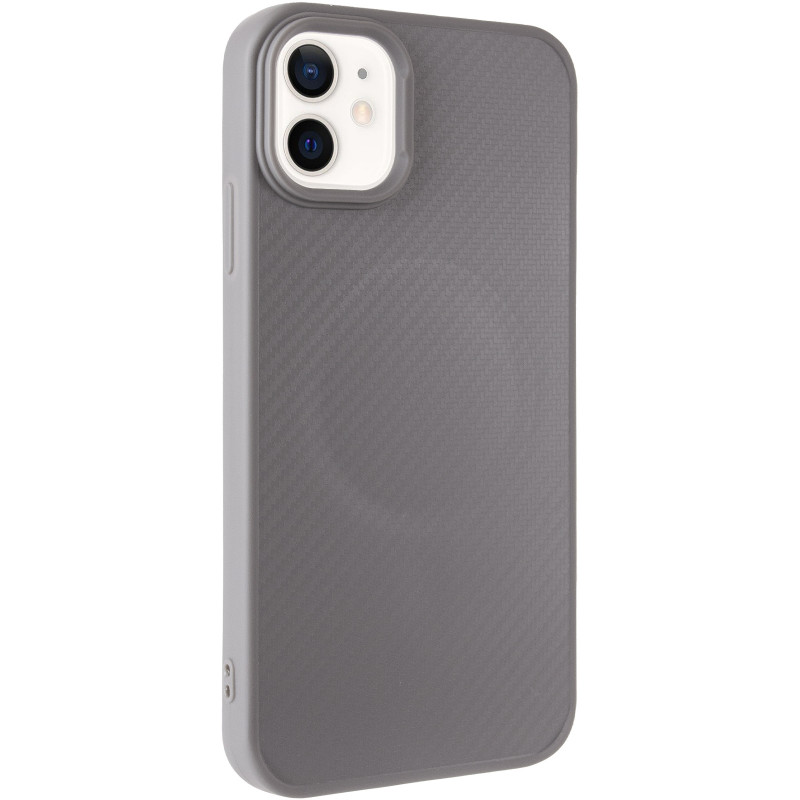 TPU чохол Carbon Protective with Magnetic safe на Apple iPhone 11 (6.1") (Grey)