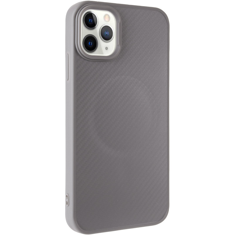 TPU чехол Carbon Protective with Magnetic safe для Apple iPhone 12 Pro / 12 (6.1") (Grey)