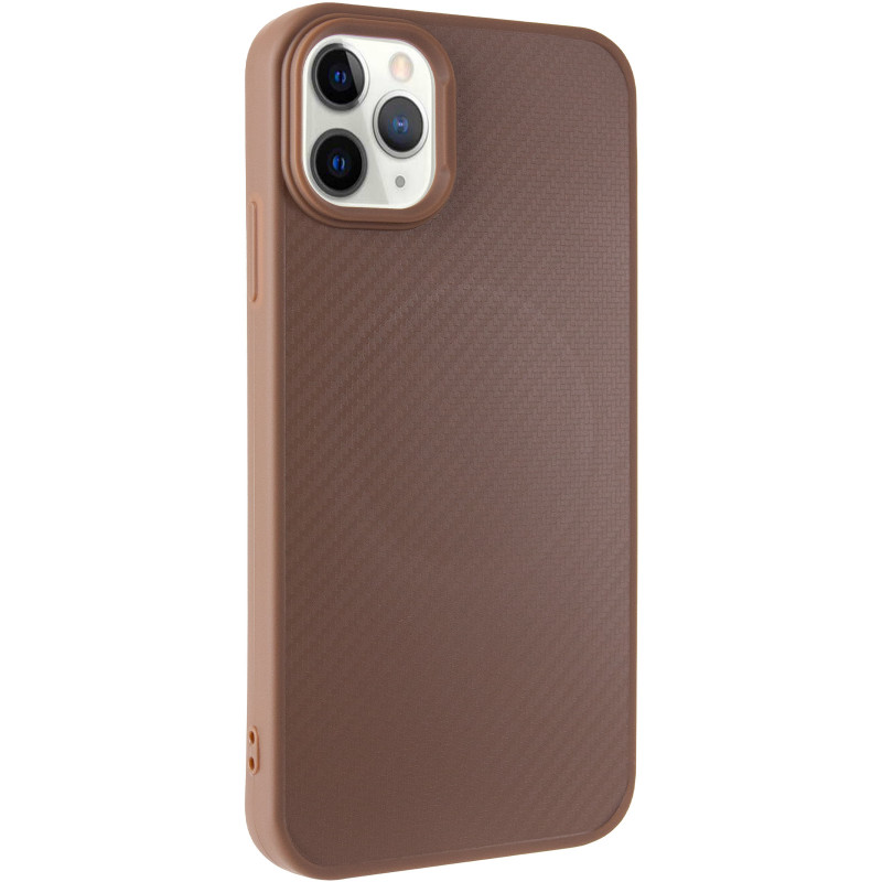 TPU чохол Carbon Protective with Magnetic safe на Apple iPhone 12 Pro Max (6.7") (Coffee)