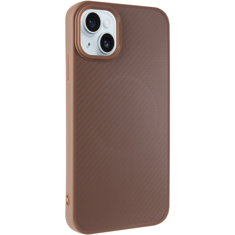 TPU чехол Carbon Protective with Magnetic safe для Apple iPhone 13 / 14 (6.1") (Coffee)