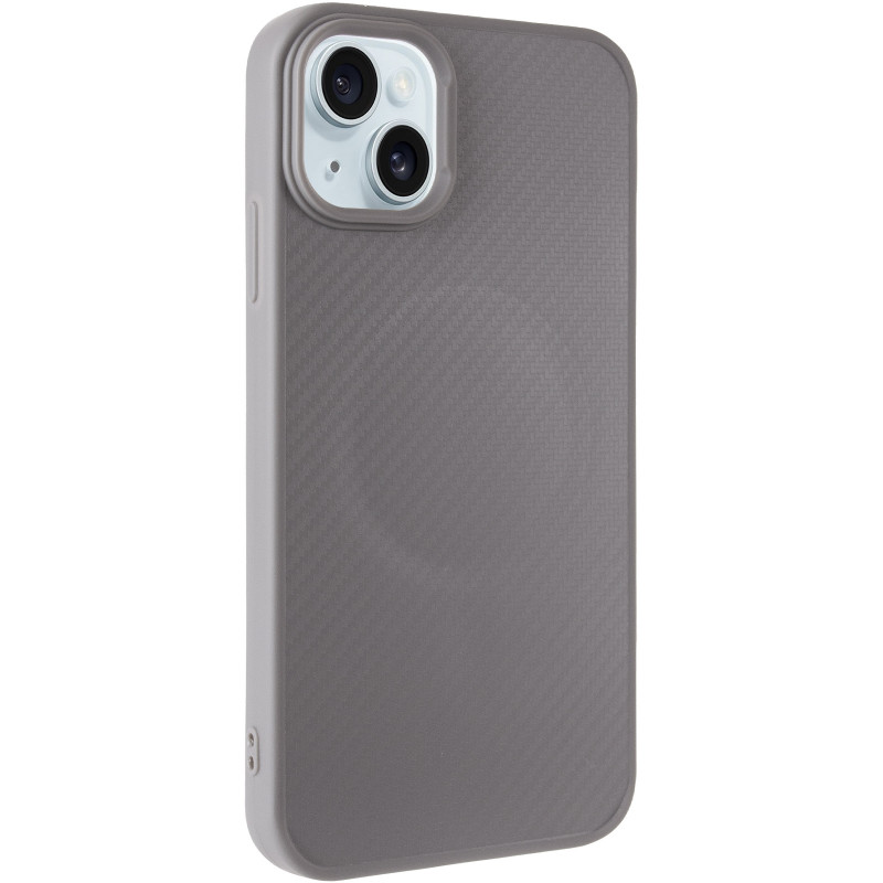 TPU чехол Carbon Protective with Magnetic safe для Apple iPhone 13 / 14 (6.1") (Grey)