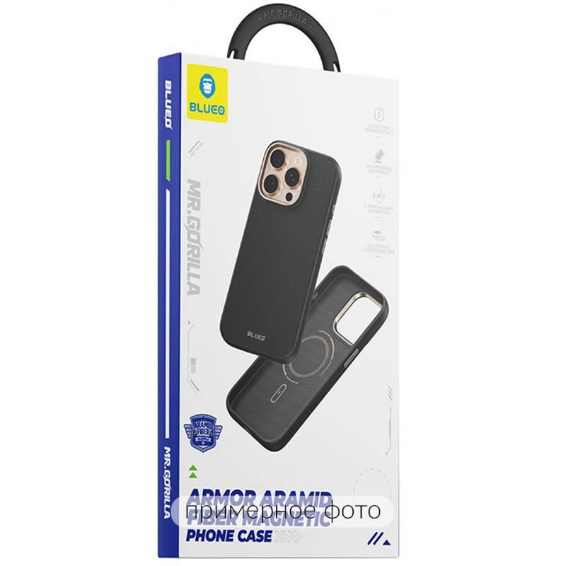 Фото TPU+PC чохол Blueo Aramid Fiber with Magnetic Fit на Apple iPhone 16 Pro Max (6.9") (Black) на vchehle.ua