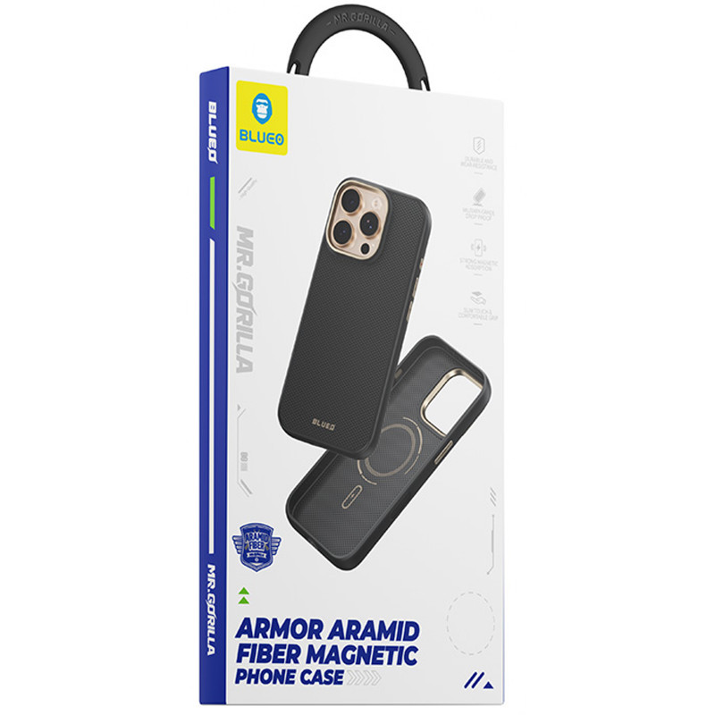 Фото TPU+PC чохол Blueo Aramid Fiber with Magnetic Safe на Apple iPhone 17 Pro Max (6.9") (Black) в маназині vchehle.ua