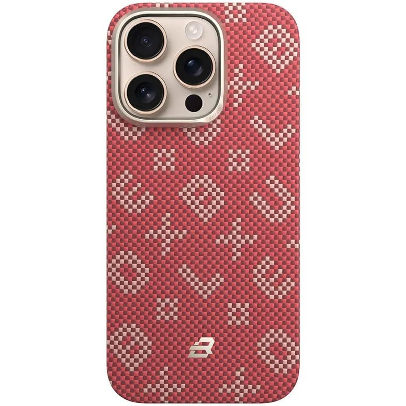 Фото TPU+PC чехол Blueo Gilded Tactile Woven with Magnetic Safe для Apple iPhone 15 Pro (6.1") (Red) на vchehle.ua