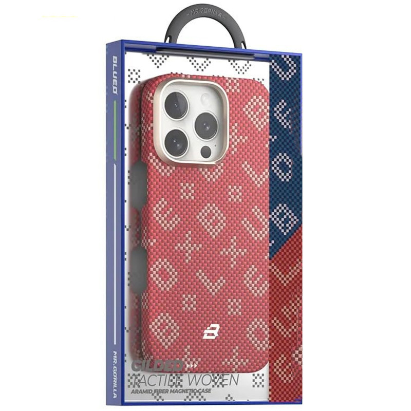 Фото TPU+PC чохол Blueo Gilded Tactile Woven with Magnetic Safe на Apple iPhone 16 Pro (6.3") (Red) в маназині vchehle.ua