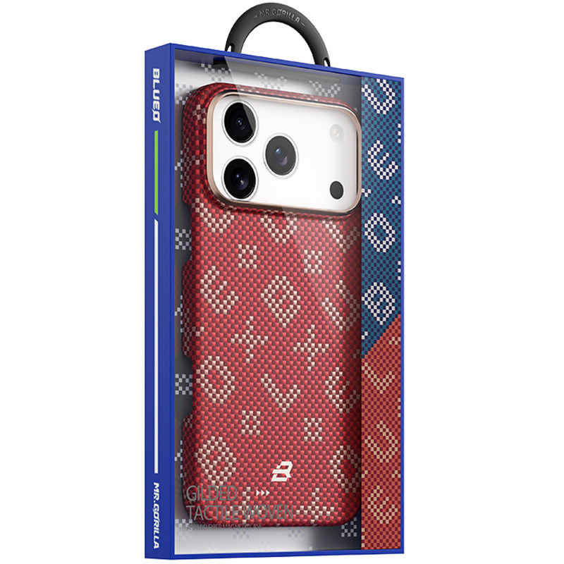 Фото TPU+PC чехол Blueo Gilded Tactile Woven with Magnetic Safe для Apple iPhone 17 Pro (6.3") (Red) на vchehle.ua