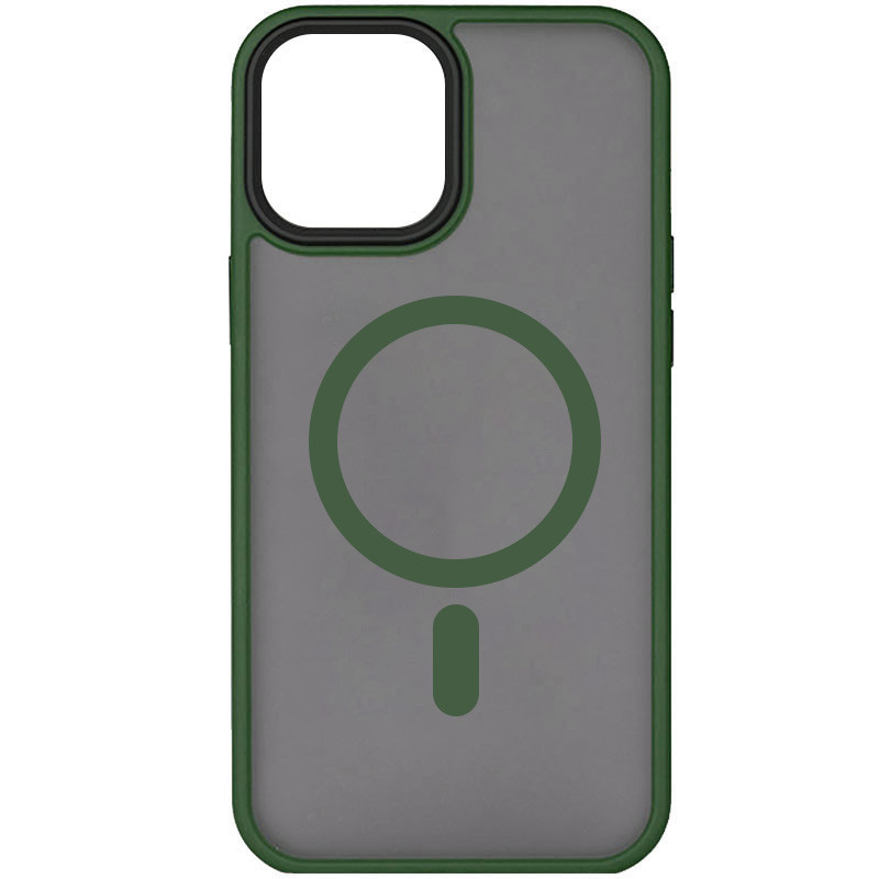 TPU+PC чехол Metal Buttons with Magnetic Safe для Apple iPhone 15 (6.1") (Зеленый / Dark Green)