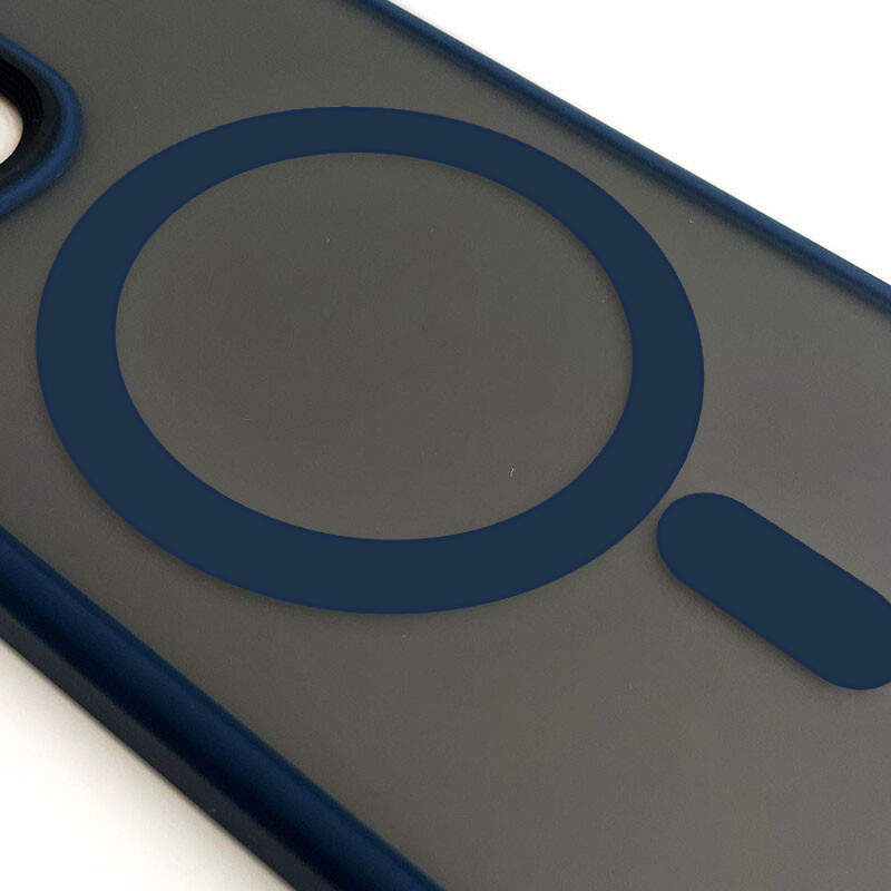 Фото TPU+PC чехол Metal Buttons with Magnetic Safe для Apple iPhone 15 (6.1") (Синий / Navy Blue) в магазине vchehle.ua