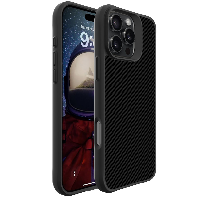 TPU+PC чохол Space Carbon collection на Apple iPhone 16 Pro (6.3") (Black)