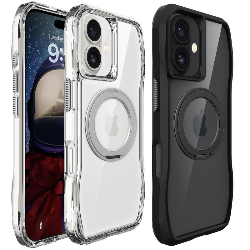 TPU+PC чехол Space Octagon Magnetic Safe with aluminium ring для Apple iPhone 16 (6.1")