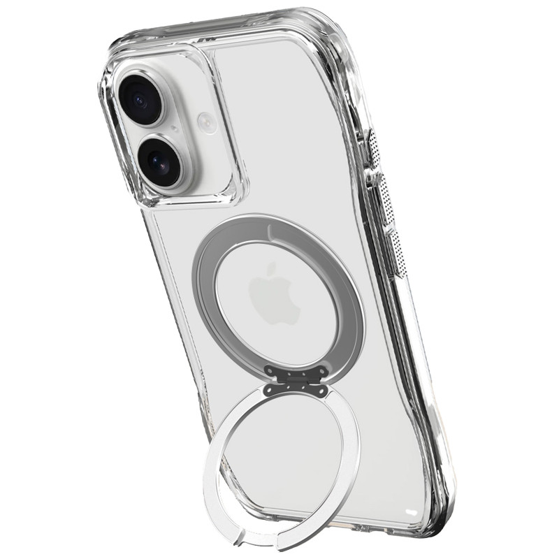 TPU+PC чехол Space Octagon Magnetic Safe with aluminium ring для Apple iPhone 16 (6.1") (Silver) в магазине vchehle.ua