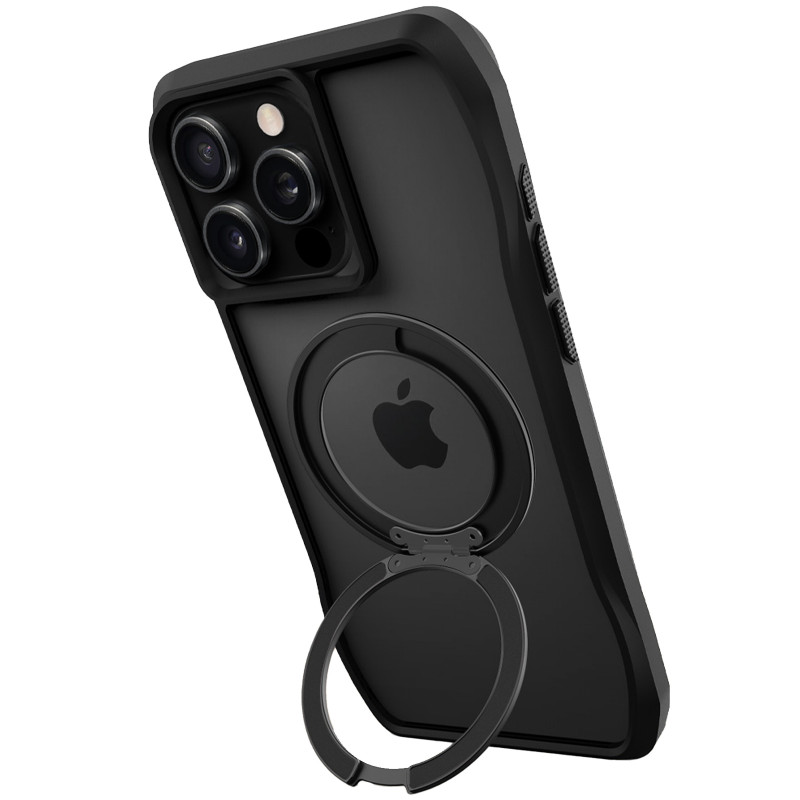 TPU+PC чохол Space Octagon Magnetic Safe with aluminium ring на Apple iPhone 16 Pro (6.3") (Black) в магазині vchehle.ua