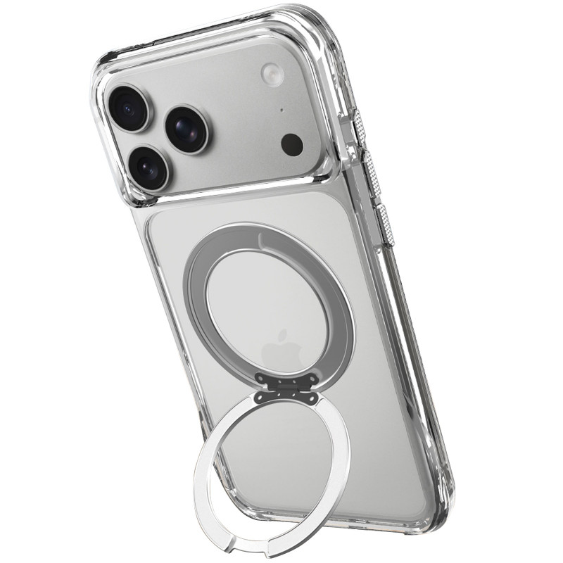 TPU+PC чохол Space Octagon Magnetic Safe with aluminium ring на Apple iPhone 17 Pro (6.3") (Silver) в магазині vchehle.ua