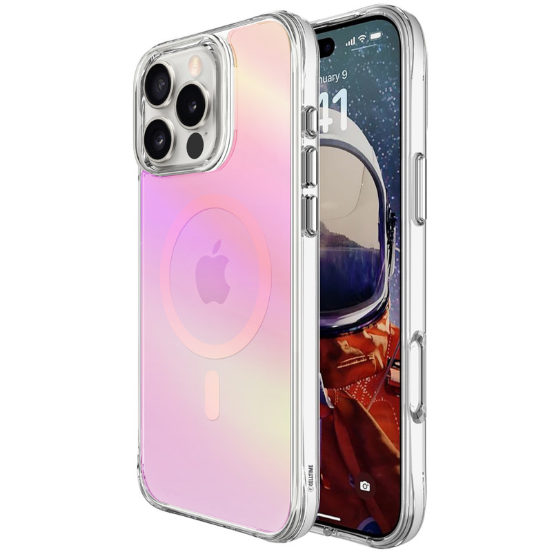 TPU+PC чохол Space Pure Rainbow Magnetic Safe на Apple iPhone 16 Pro (6.3") (Pink)