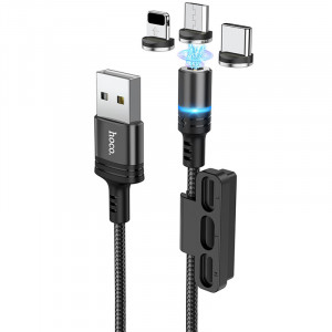 Уценка Дата кабель Hoco DU42 Magnetic 3in1 Lightning-microUSB-Type-C (1m)