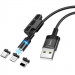 Фото Уцінка Дата кабель Hoco DU42 Magnetic 3in1 Lightning-microUSB-Type-C (1m) (Дефект пакування / Чорний) на vchehle.ua