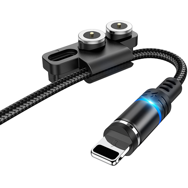 Фото Уцінка Дата кабель Hoco DU42 Magnetic 3in1 Lightning-microUSB-Type-C (1m) (Дефект пакування / Чорний) в маназині vchehle.ua