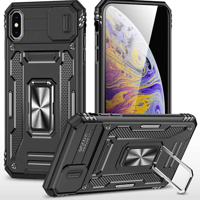 Удароміцний чохол Camshield Army Ring на Apple iPhone X / XS (5.8") (Чорний / Black)