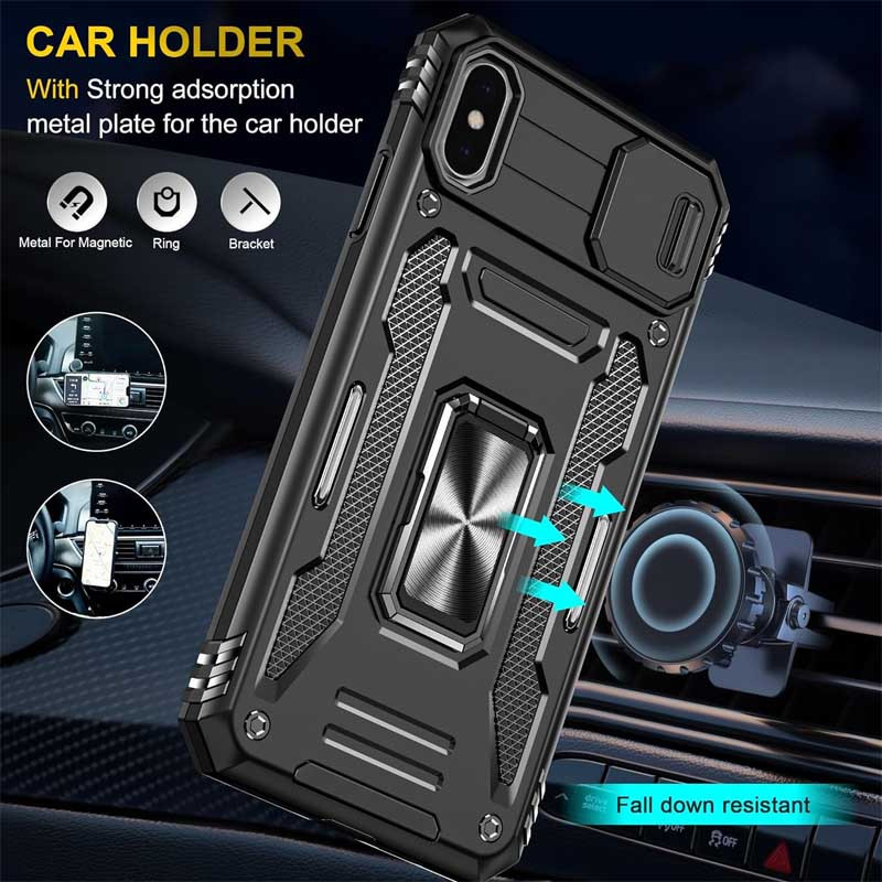 Фото Удароміцний чохол Camshield Army Ring на Apple iPhone X / XS (5.8") (Чорний / Black) на vchehle.ua