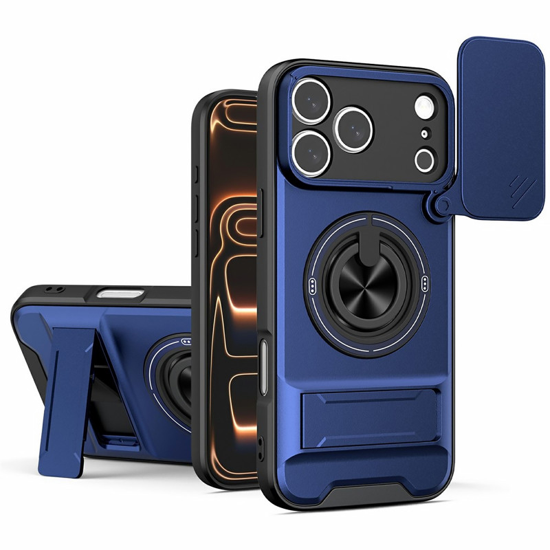 Ударопрочный чехол Camshield StandRing case для Apple iPhone 17 Pro (6.3") (Blue)