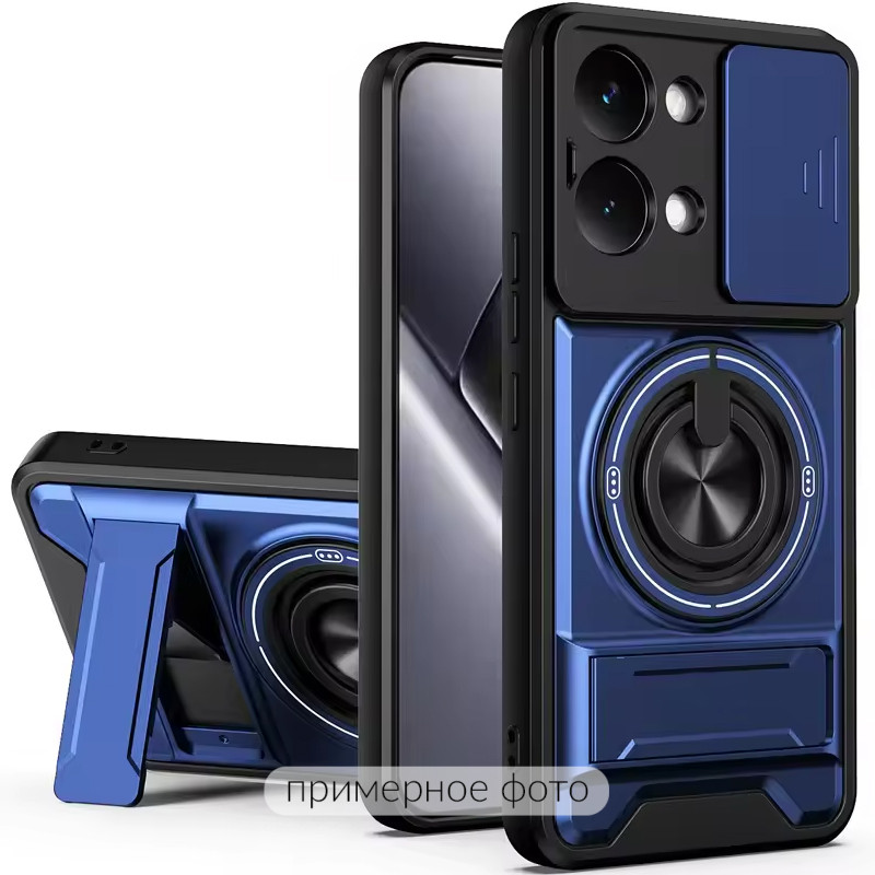 Ударопрочный чехол Camshield StandRing case для Infinix Hot 40 / 40 Pro / Tecno Spark 20 Pro (Blue)