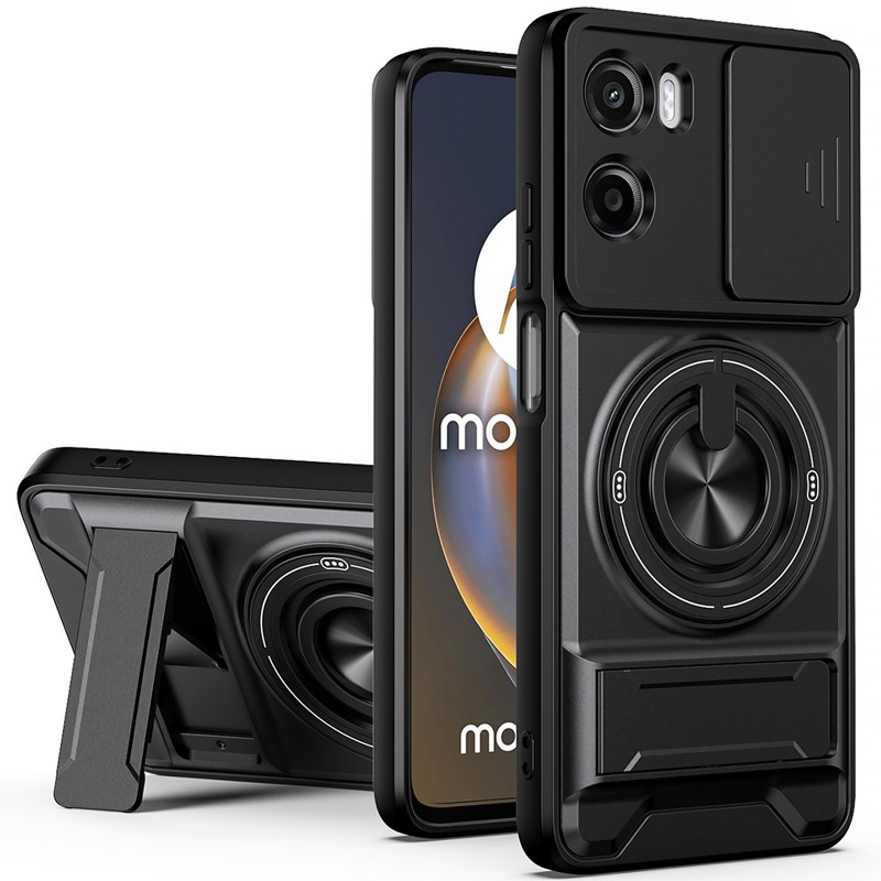 Ударопрочный чехол Camshield StandRing case для Motorola Moto G05 / E15 (Black)