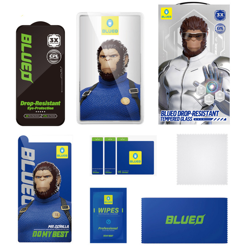 Фото Защитное 2.5D стекло Blueo Drop-Resistant (35+ KG) для Apple iPhone 17 / 17 Pro / 16 Pro (6.3") (Черный) в магазине vchehle.ua