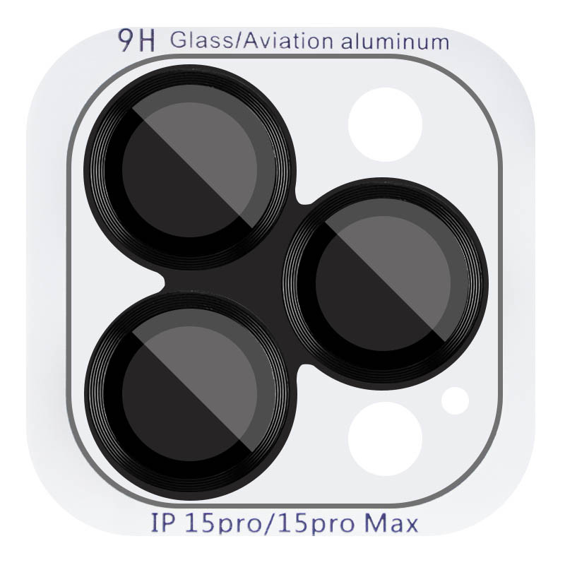 Захисне скло Metal Classic на камеру (в упак.) на Apple iPhone 15 Pro (6.1") / 15 Pro Max (6.7") (Чорний / Midnight)