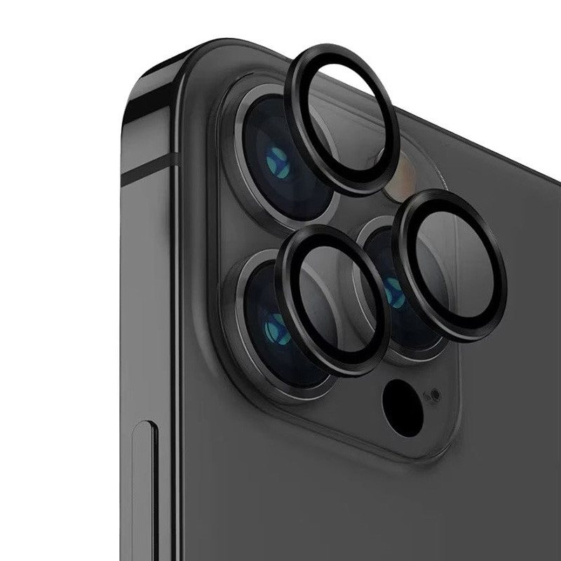 Фото Захисне скло Metal Classic на камеру (в упак.) на Apple iPhone 15 Pro (6.1") / 15 Pro Max (6.7") (Чорний / Midnight) на vchehle.ua
