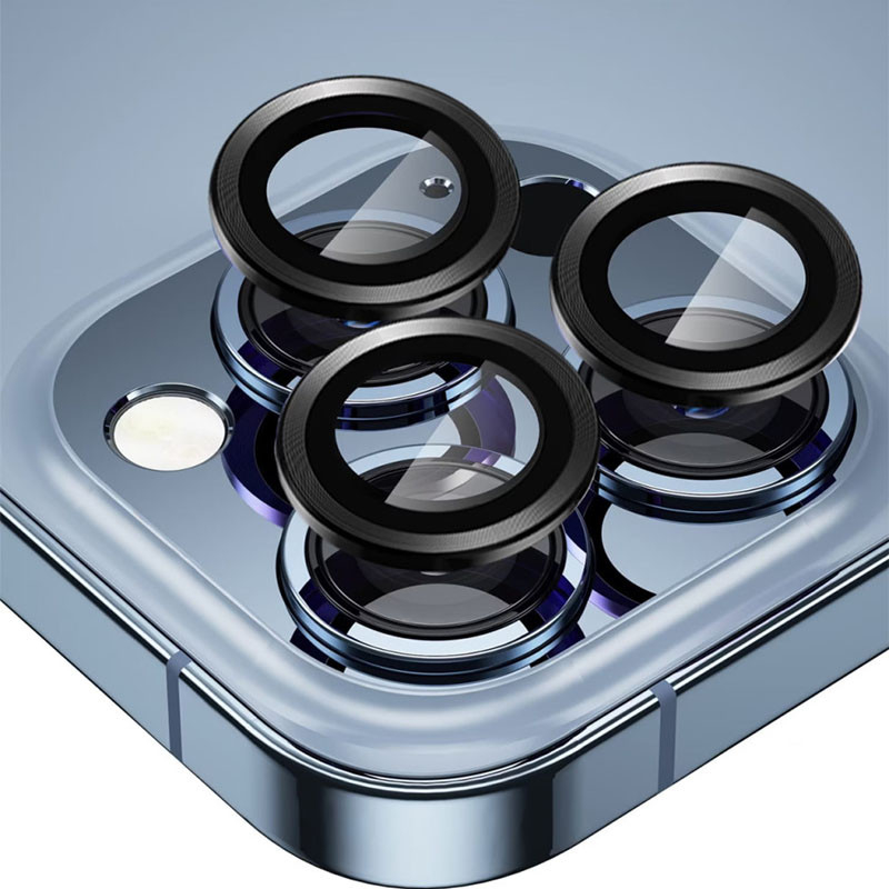 Фото Захисне скло Metal Classic на камеру (в упак.) на Apple iPhone 15 Pro (6.1") / 15 Pro Max (6.7") (Чорний / Midnight) в маназині vchehle.ua
