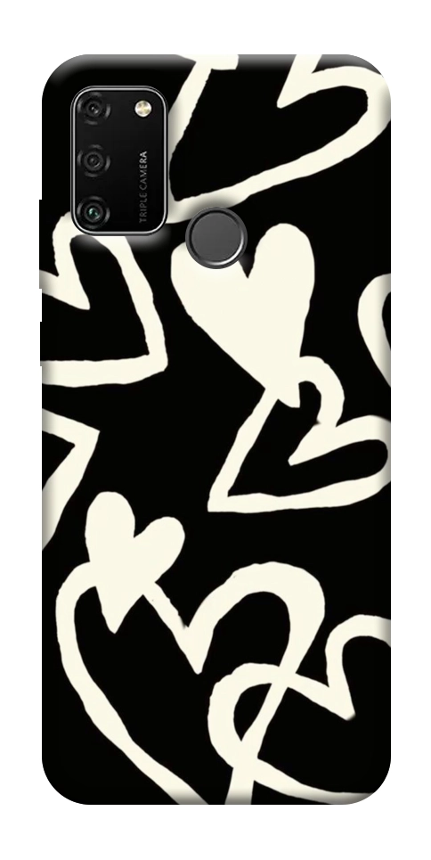 Чохол Black and white hearts для Huawei Honor 9A
