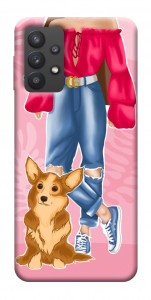 Чохол Girl and corgi для Galaxy A32 5G