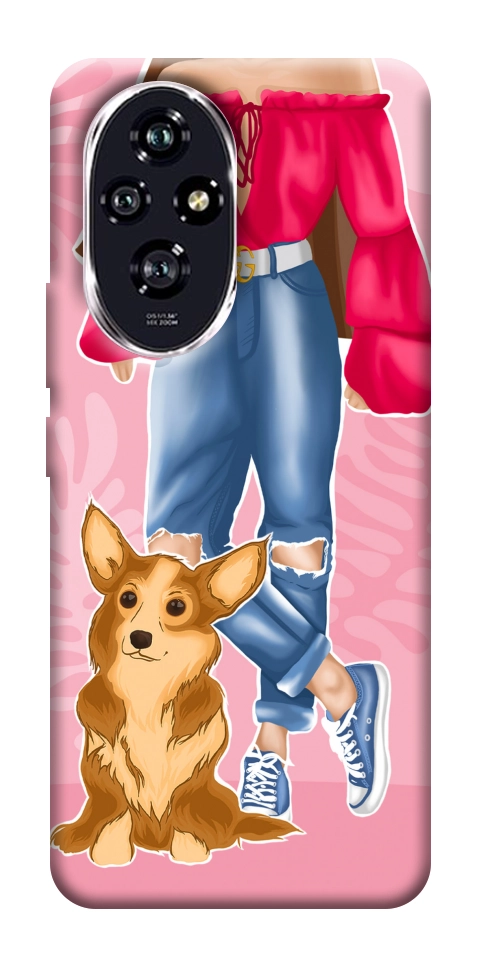 Чохол Girl and corgi для Huawei Honor 200
