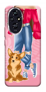 Чохол Girl and corgi для Huawei Honor 200