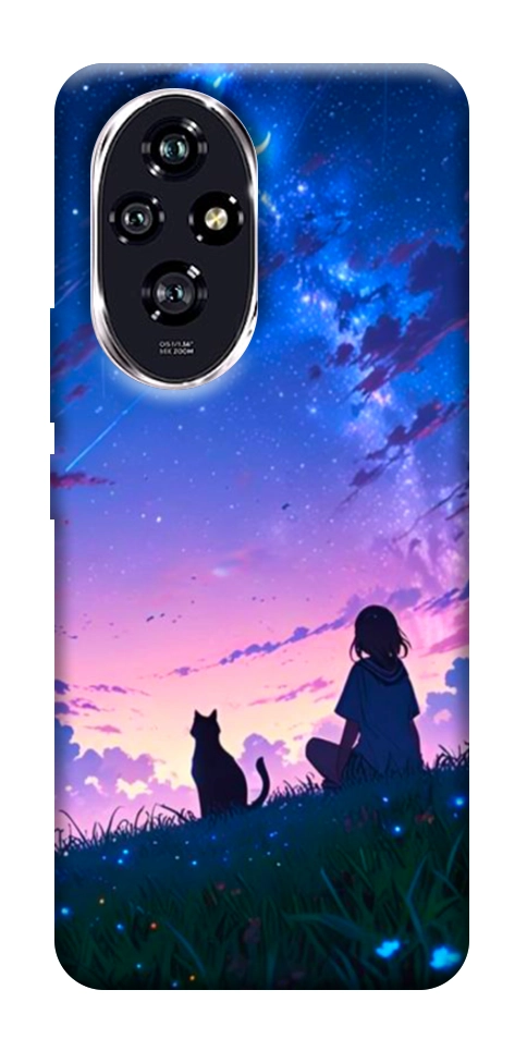 Чохол Space girl and cat для Huawei Honor 200