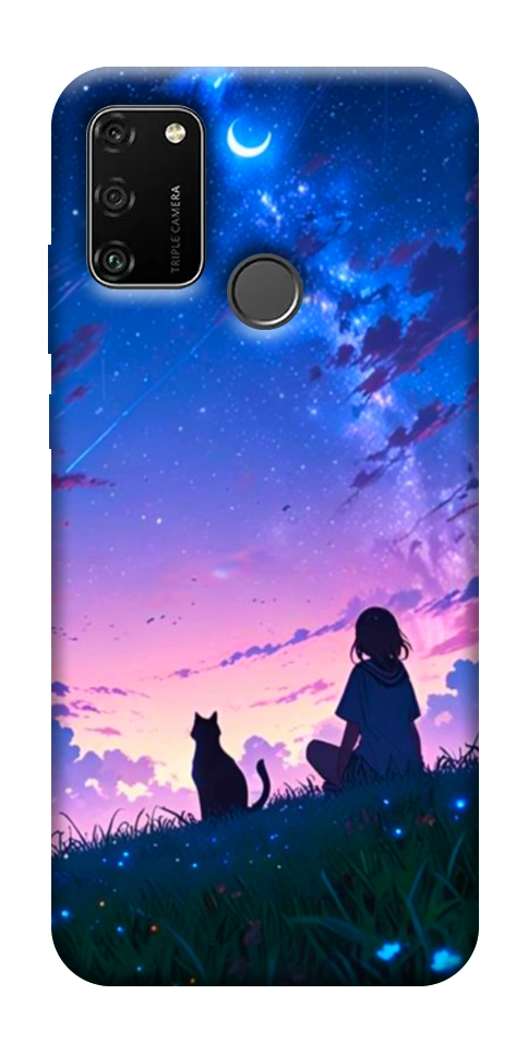 Чехол Space girl and cat для Huawei Honor 9A