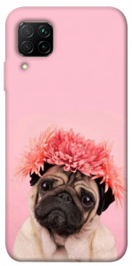 Чохол Мопс із квітами для Huawei P40 Lite
