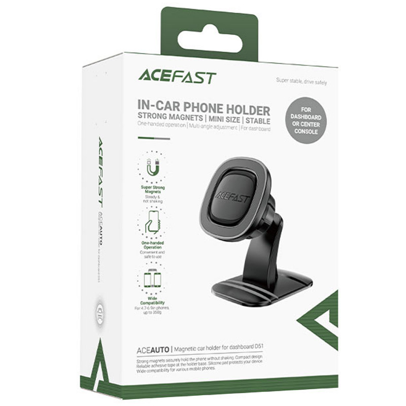 Купити Автотримач Acefast D51 Magnetic Wireless (Black) на vchehle.ua