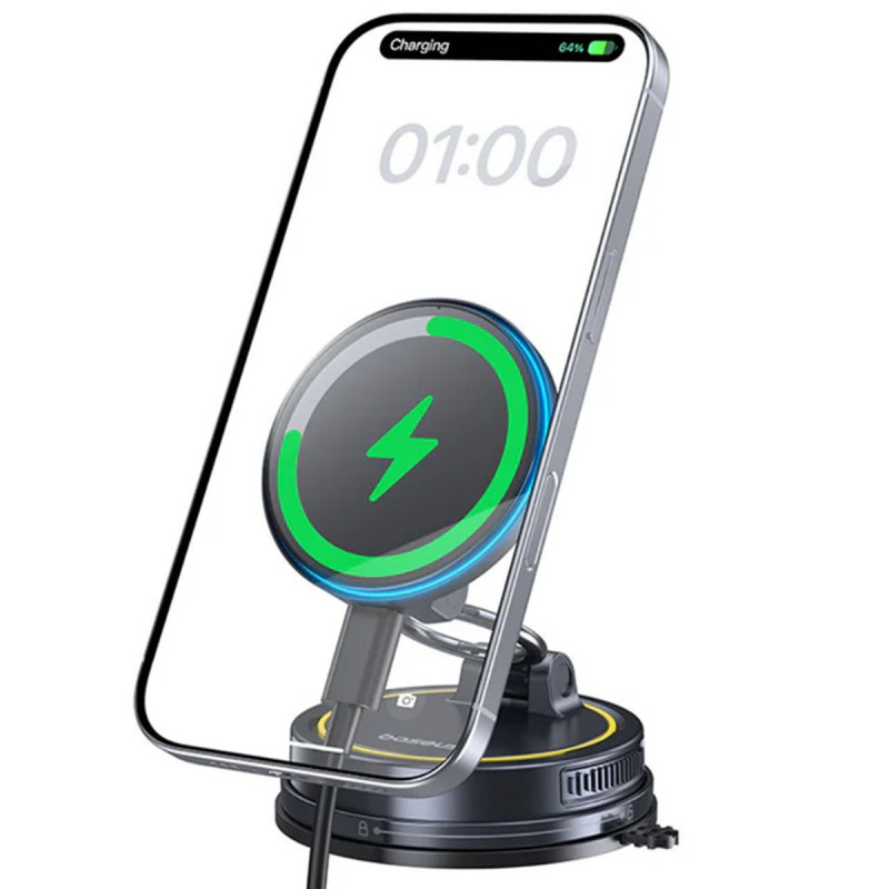 Автотримач з БЗП Baseus PrimeTrip VC2 Flex Pro Magnetic Wireless Charging (C0013F) (Cosmic Black) в магазині vchehle.ua