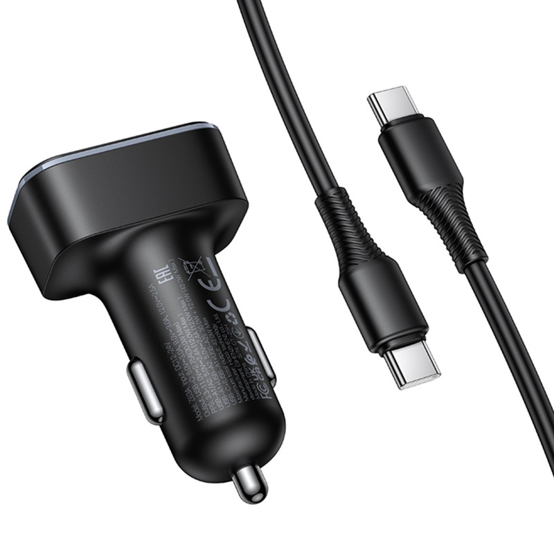 Фото АЗУ Hoco Z63A Barry PD42W+QC3.0 (2USB-A/1C) + кабель Type-C to Type-C (Black) в магазине vchehle.ua
