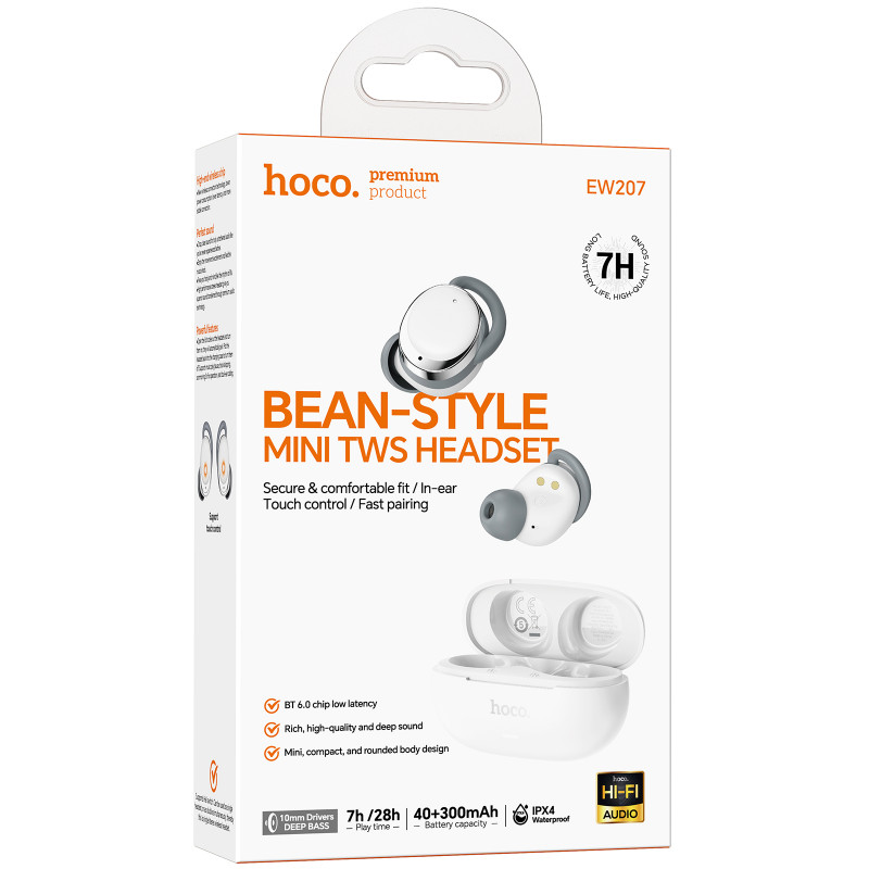 Фото Беспроводные TWS наушники Hoco EW207 Sound (White) на vchehle.ua