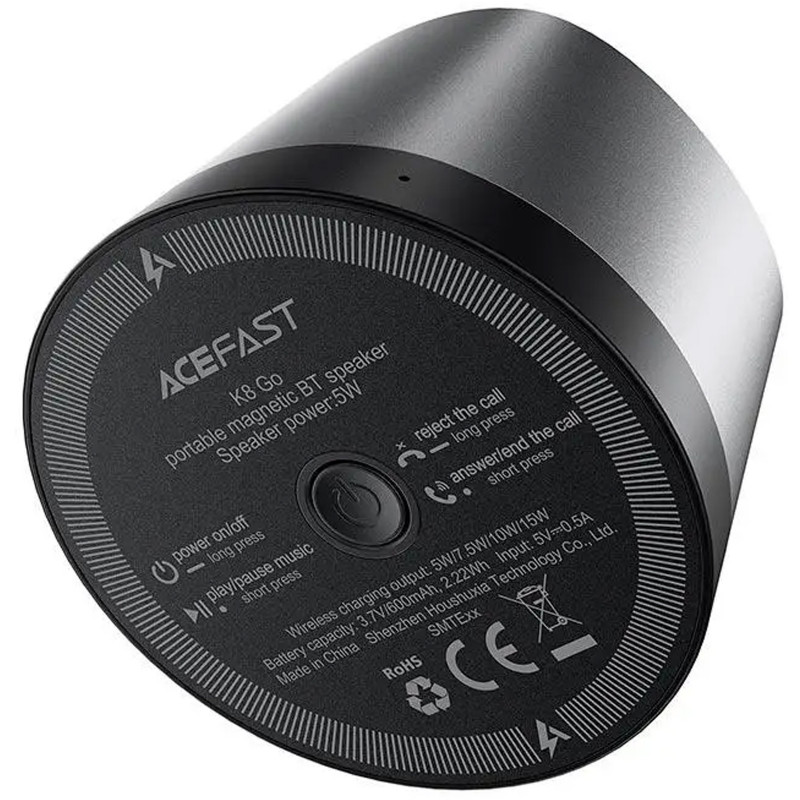 Фото Bluetooth Колонка Acefast K8 + БЗП 15W (Black) в маназині vchehle.ua