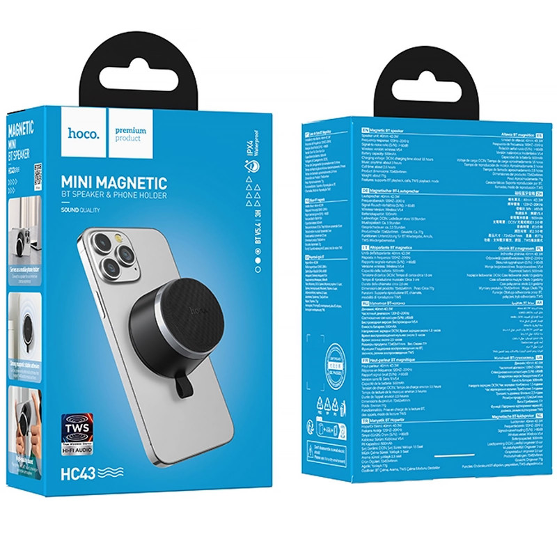 Bluetooth Колонка Hoco HC43 Surpass Mini Magnetic (Black) в магазине vchehle.ua