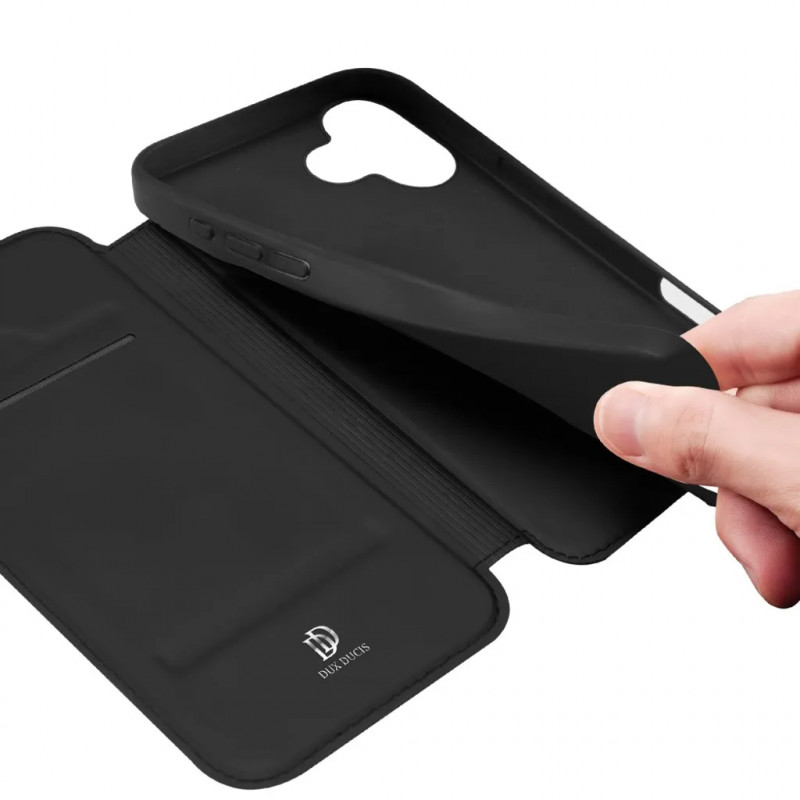 Чохол-книжка Dux Ducis з кишенею для візиток на Apple iPhone 17 (6.3") (Чорний) в магазині vchehle.ua