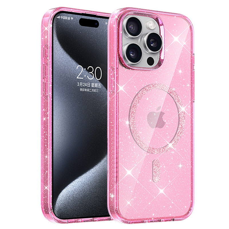 Чохол TPU Eclipse Sparkle Magnetic Fit на Apple iPhone 15 Pro Max (6.7") (Pink)