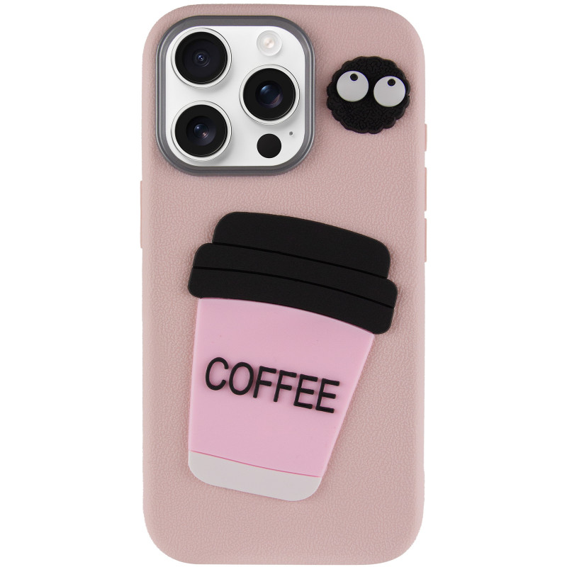 Фото Чохол TPU Leather Toys на Apple iPhone 15 Pro (6.1") (Coffee / Pink) на vchehle.ua